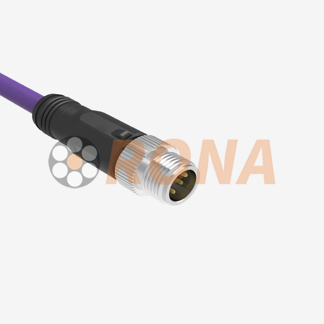 Conjunto de cabo industrial da solu&ccedil;&atilde;o externa robusta da conectividade dos conectores M12 industriais 